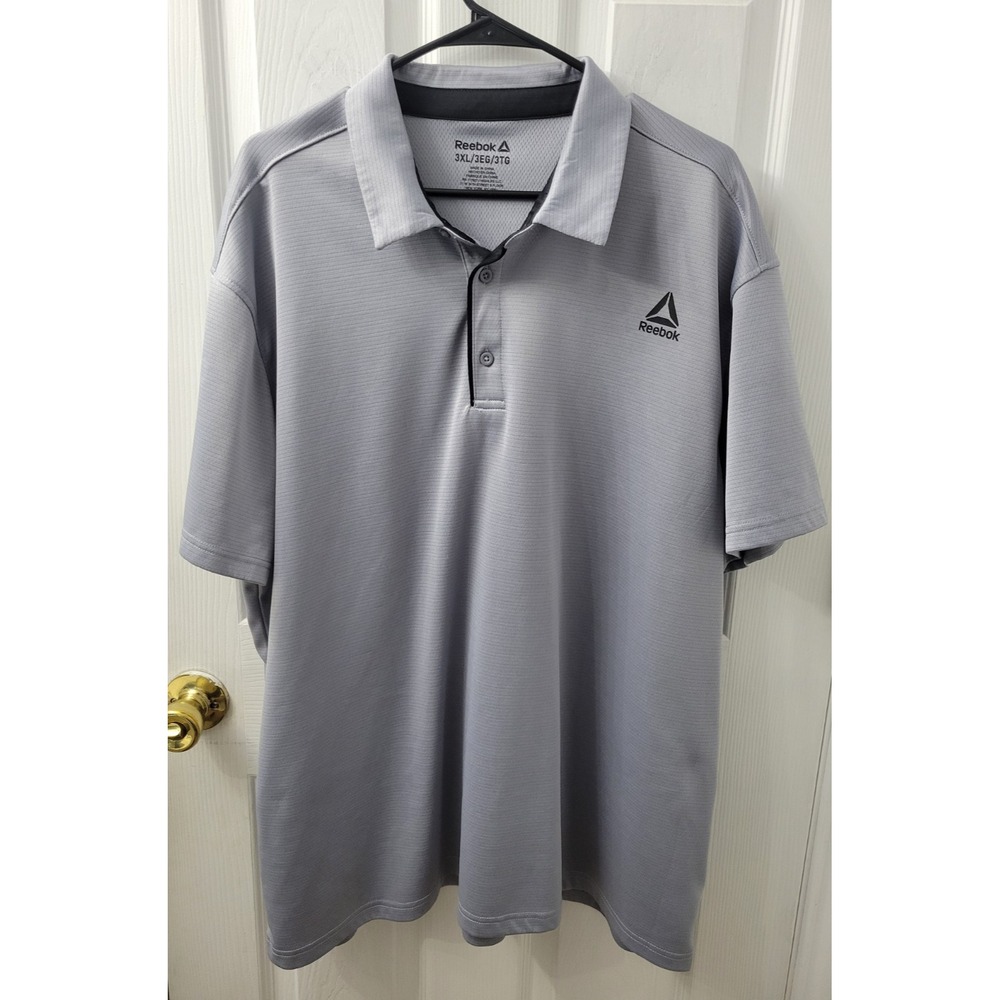 Reebok Performance Polo Mens 3XL Gray Short‎ Sleeve EUC